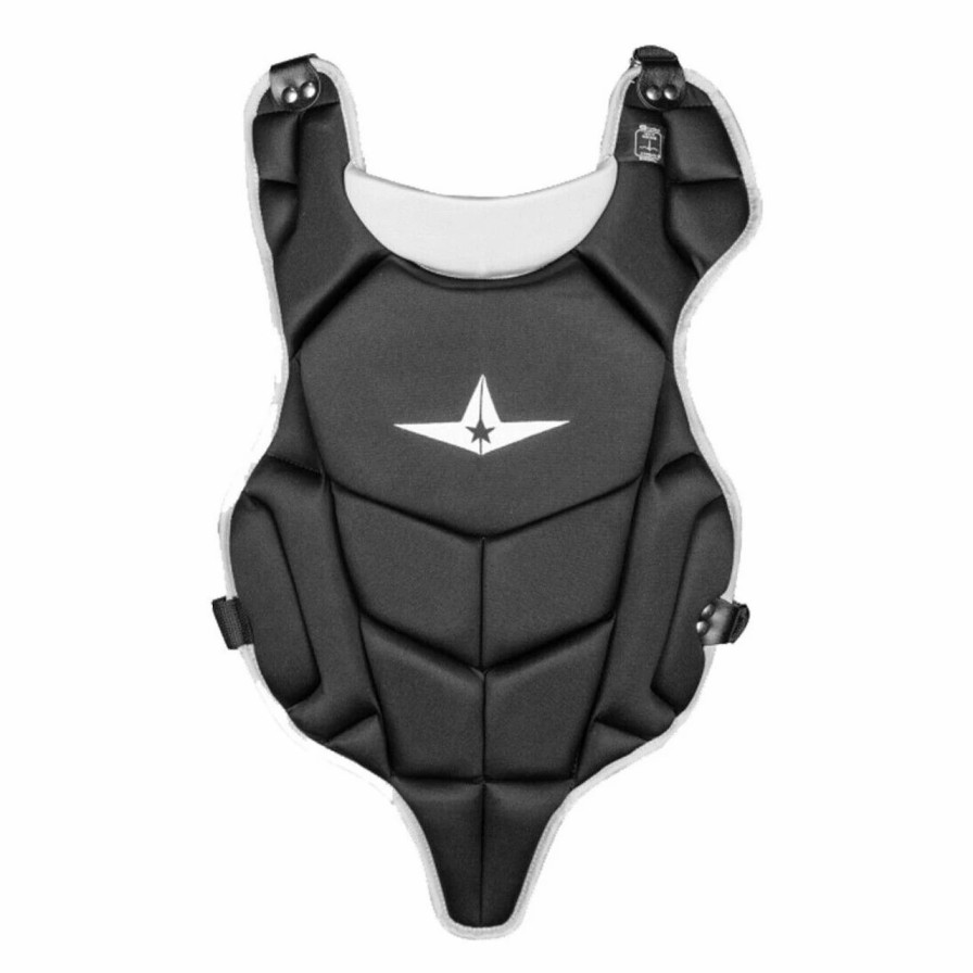 Batting Gloves * | All-Star League Series Nocsae Youth Tee Ball Catcher'S Chest Protector Black