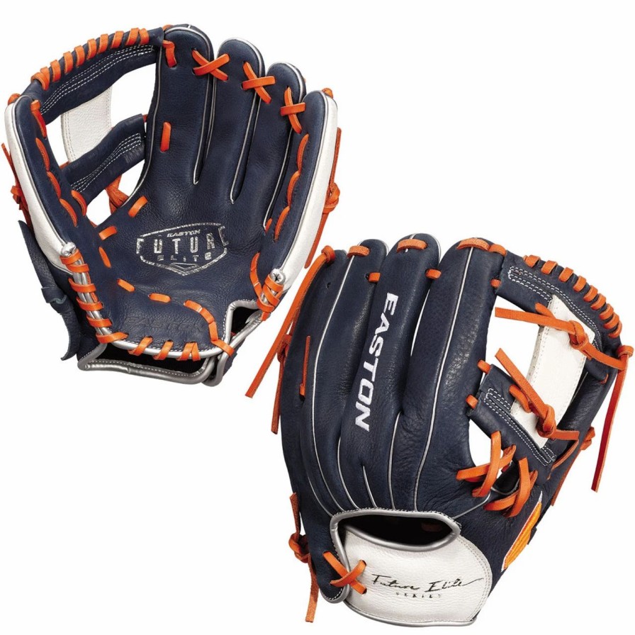 Gloves * | Easton Future Elite 11 Inch Fe11 Youth Baseball Glove Navy/Orange