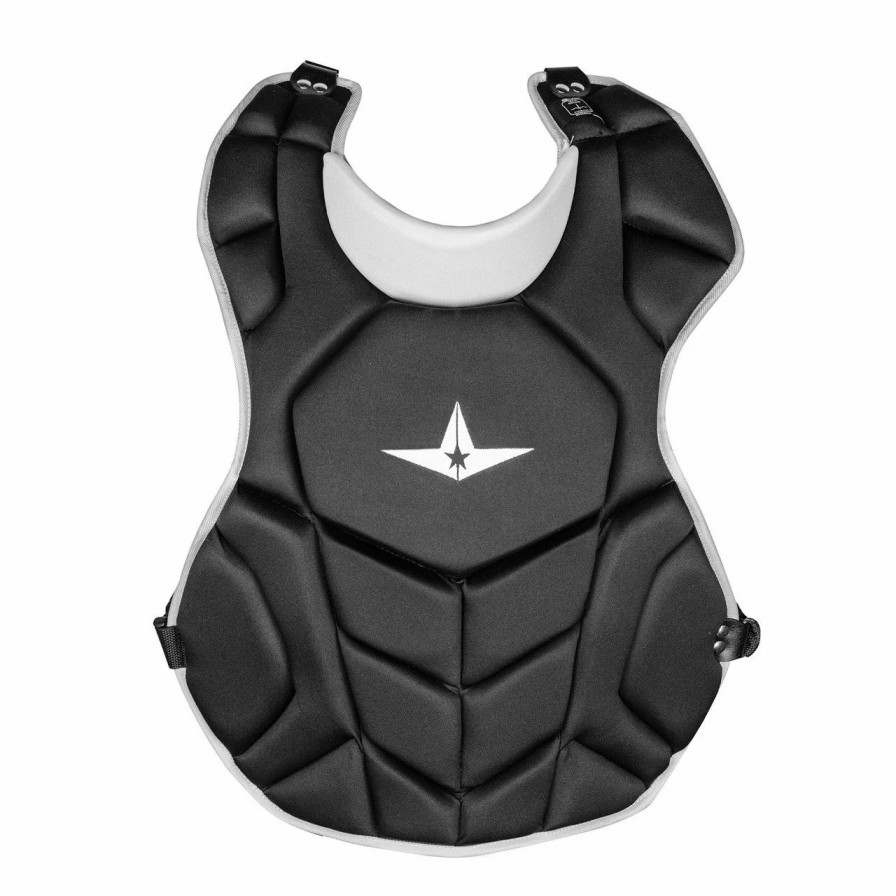 Batting Gloves * | All-Star League Series Nocsae Ages 9-12 Baseball Catcher'S Chest Protector Black