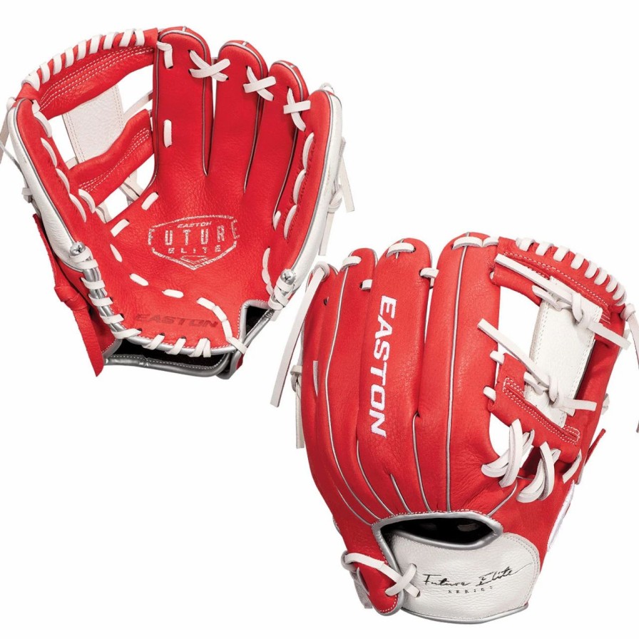 Gloves * | Easton Future Elite 11 Inch Fe11 Youth Baseball Glove Red/White