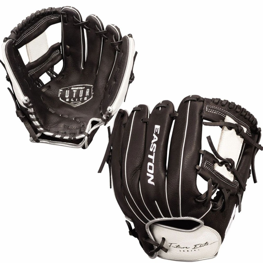 Gloves * | Easton Future Elite 11 Inch Fe11 Youth Baseball Glove Black/White